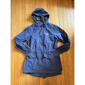 Columbia Jacket Womens Medium Blue/Gray Hooded Parka Drawstring Waist Pockets